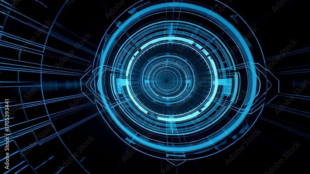 Poster abstract technology background animation futuristic tunnel motion graphic design 3d render