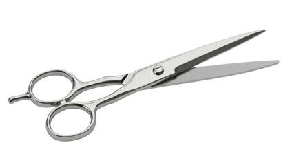 Sharp silver hair cutting shears isolated.