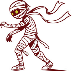 Mummy Vector File,  Scary monster  ,walking mummy Design