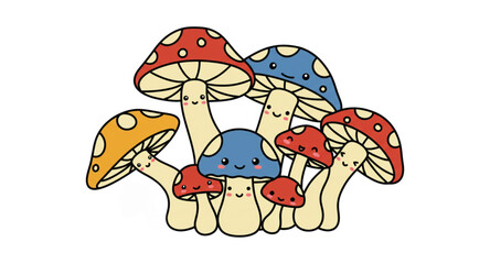 Cute colorful mushrooms