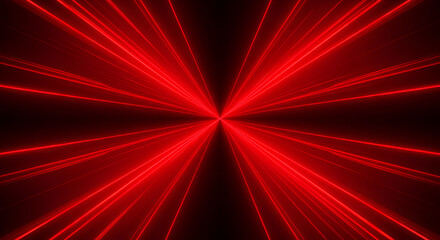 Abstract red laser light beam radiating pattern on black background