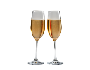 Two Champagne Flutes Filled with Sparkling Wine