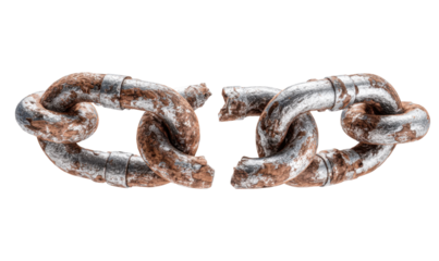 Rusted chain broken in two