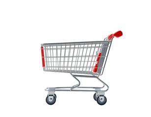 Empty Shopping Cart on Black Background