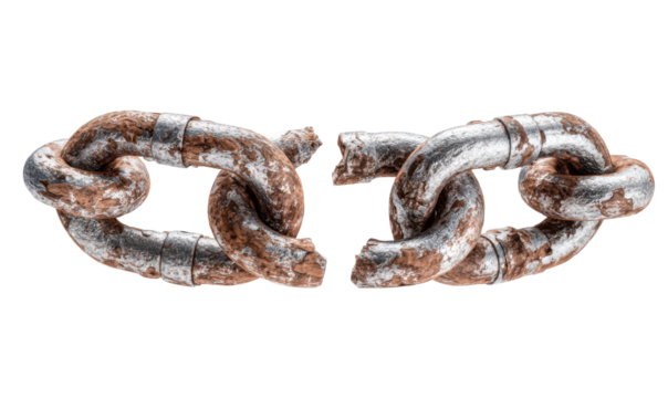 Rusted chain broken in two - Powered by Adobe