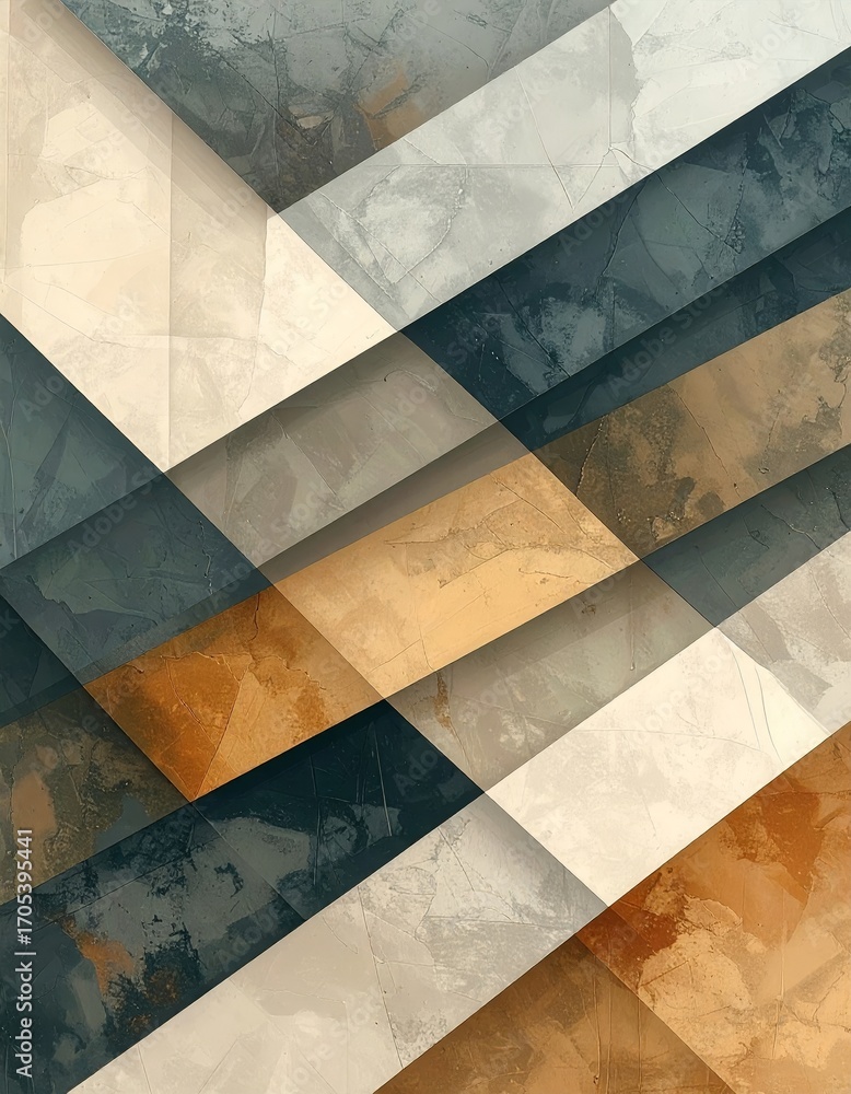 Poster abstract geometric paper layers in vibrant colors with diagonal pattern