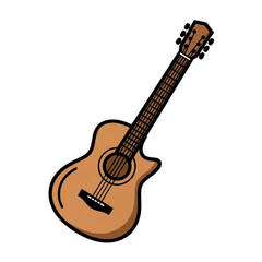 Naklejka premium Acoustic guitar illustration with a white background.