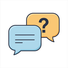 Two Cartoon Speech Bubbles with a Question Mark Representing Dialogue and Inquiry.