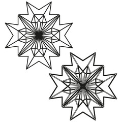 Obraz premium Abstract geometric stars. Spiky line motif. Monochrome decorative element. Vector art illustration. EPS 10.