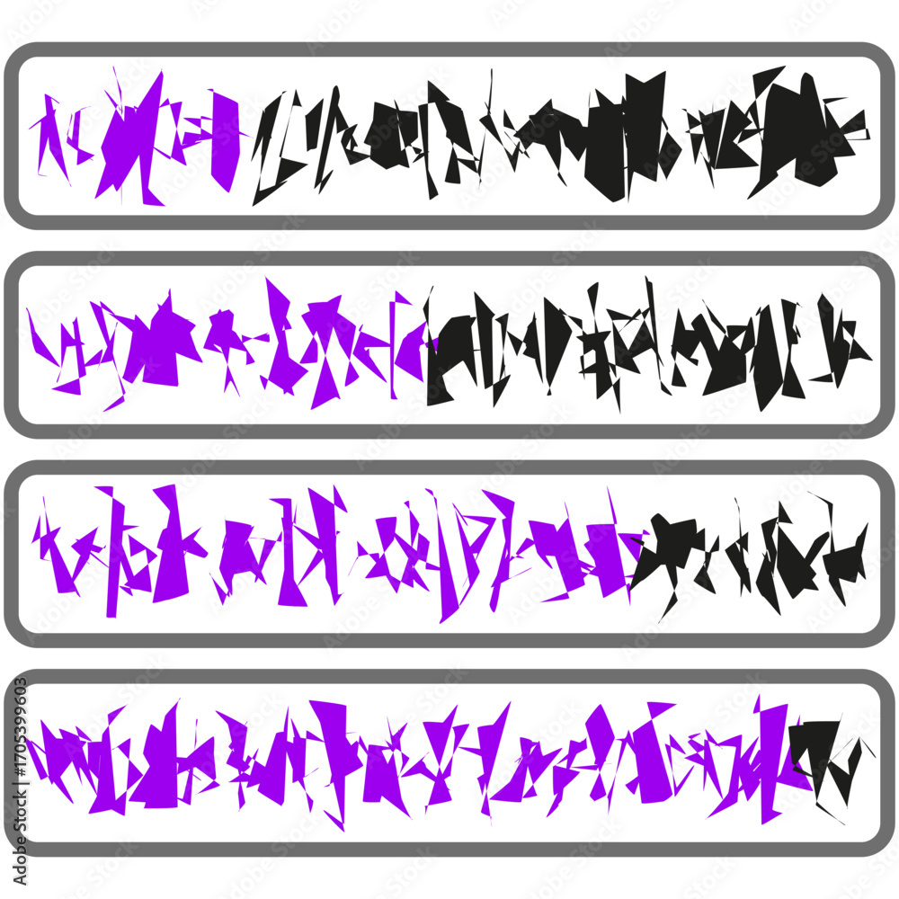 Poster purple sound waves. audio equalizer display. abstract waveform symbols. vector graphic elements. eps