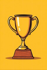 Gold trophy on a mustard yellow background