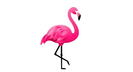 Fototapeta premium Illustration of a pink flamingo standing isolated on a white background