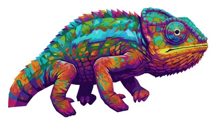 Fototapeta premium Vibrant illustration of a colorful chameleon on a white background