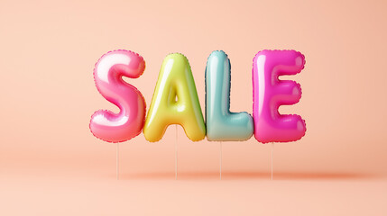 A playful arrangement of balloon letters saying SALE, designed to attract attention and boost sales