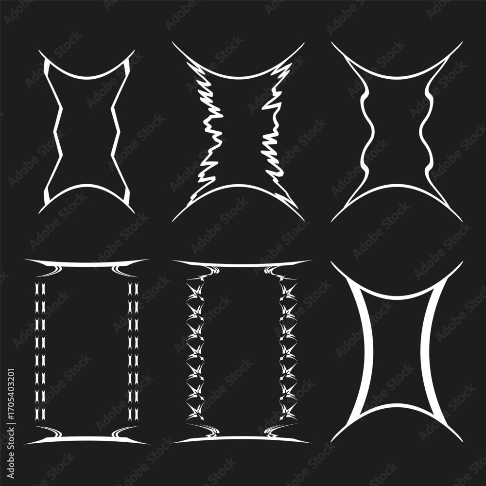 Poster abstract frame set. distorted border shapes. vector decorative elements. grunge style design. eps 10
