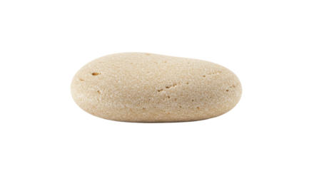 Single smooth light beige stone isolated.