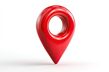 Red glossy map marker on white background