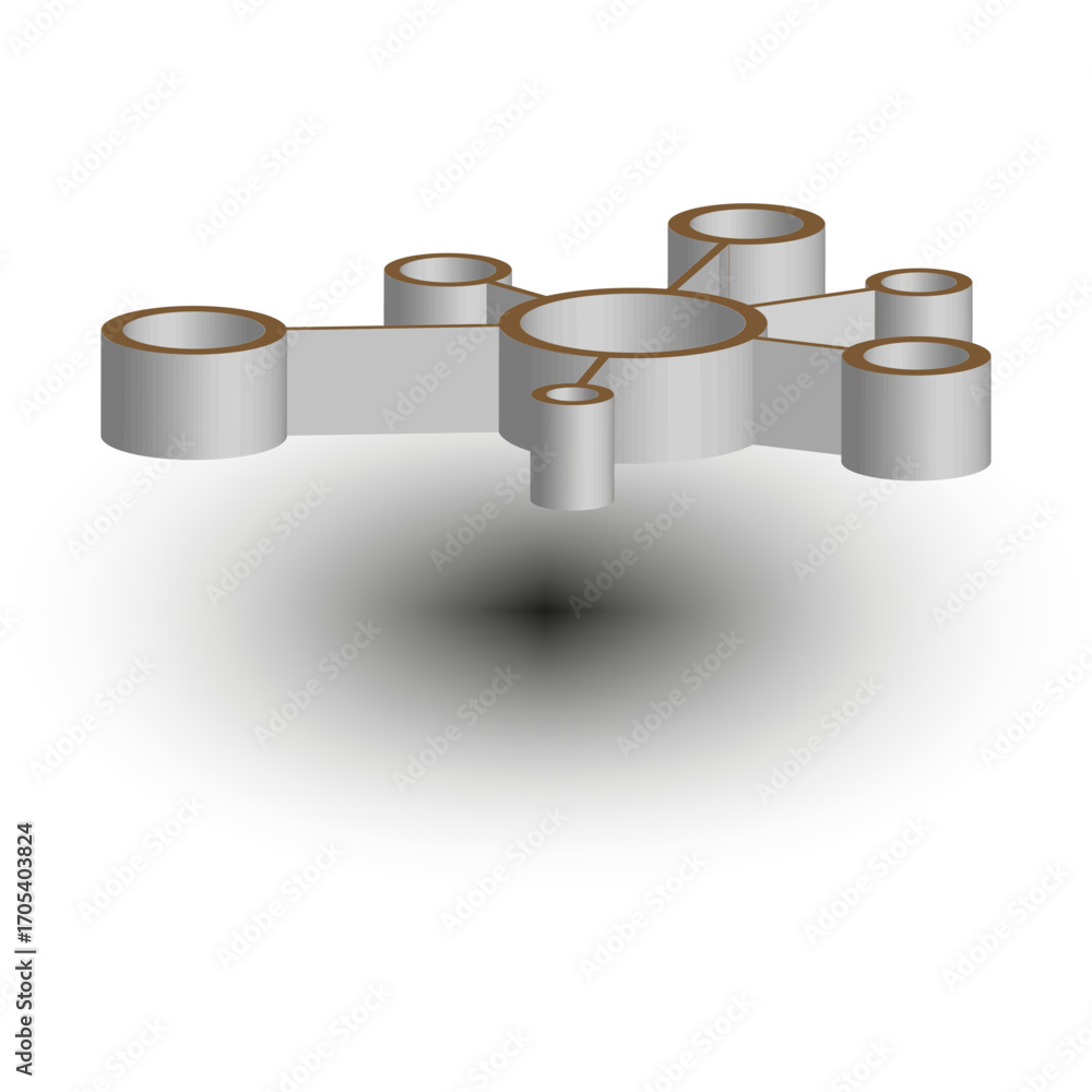 Poster abstract 3d forms. geometric shapes pattern. shiny metallic elements. vector futuristic illustration