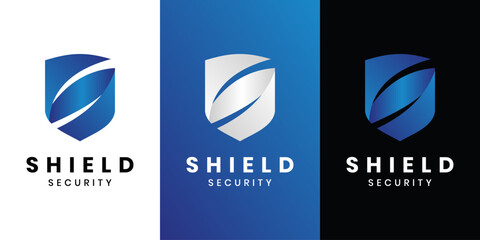 Shield security logo design with minimalist protection symbol emblem
