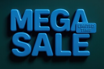 MEGA SALE and LIMITED TIME offer banner, glossy style, vibrant retail discount promotion.