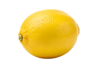 A vibrant, single lemon, displaying a rich yellow hue and textured skin, is highlighted against a dark backdrop.