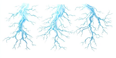 Three light-blue lightning bolts against a white background