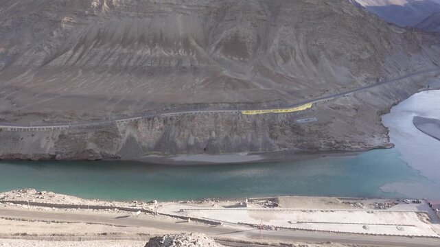 Sangam View Point in leh, Ladakh famous for the confluence of the Indus and Zanskar rivers.