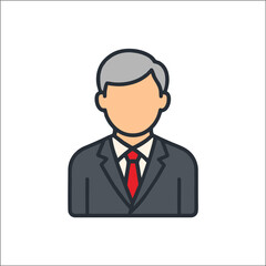 old business man icon wearing suitcase and red tie