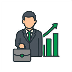 businessman with graph analythic, businessman with glasses, old businessman with suitcase and green tie