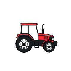 Obraz premium Red Tractor Vehicle Illustration.