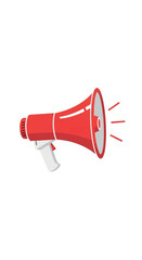 Red Megaphone Amplifying Sound Waves.