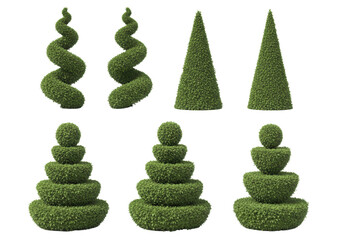 Ornamental topiary green plant arrangements isolated PNG with Transparent Background