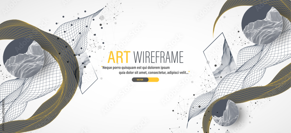 Poster the abstract wave is made in a frame style. template for science and technology presentation. vector