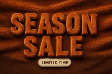 Fototapeta premium Season Sale limited time promo banner with plush fur style, attractive seasonal retail discount offer.