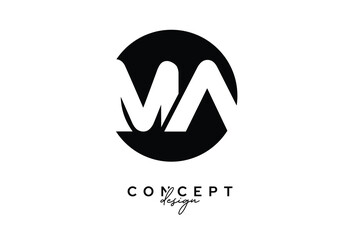 MA Creative Negative Space Circle Monogram Logo Design