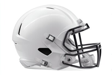 Fototapeta premium Profile view of a white football helmet with dark-colored facemask