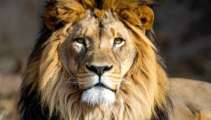 Fototapeta premium Majestic Male Lion Portrait Close Up.