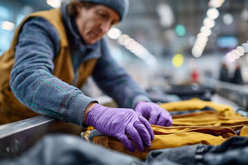 Officer with protective gloves checking suitcase contents at border control, cinematic realism, 