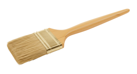 Wooden handled paint brush bristles detail.