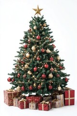 Real Christmas tree christmas boxes decorations.