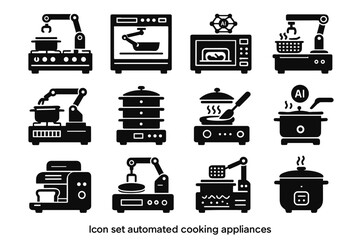 Warmer microwave robotic pasta vector toaster kitchen pot icon cooker smart oven