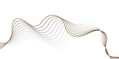 Wavy Lines Composition in Brown flowing lines with wave pattern  creating a sense of movement harmonious flow against White Background.