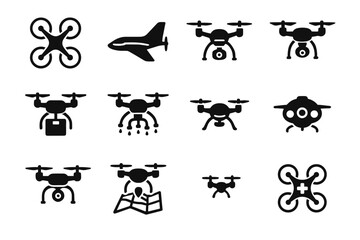 Drone agricultural response inspection icon emergency racing ai mapping vector icons surveillance