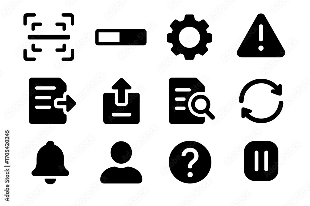 Poster alert bar icon vector user settings profile data icons notification progress interface