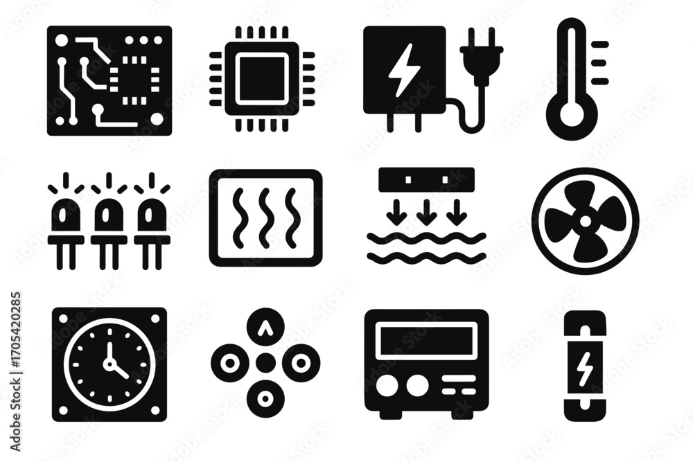 Aufkleber vector microchip icon screen nano icons oven buttons indicators circuit system thermal
