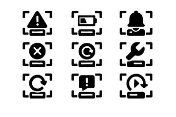 System vector warning bell troubleshooting data icon battery required connection scanner alert