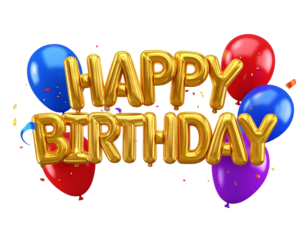 Shiny Golden Balloon Lettering Happy Birthday with Party Props