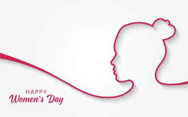 Happy International Women's Day concept with hand drawn line. Vector isolated on white background