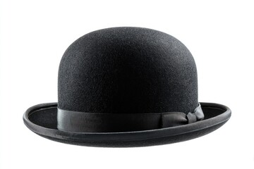 Black bowler hat, close-up, isolated on white