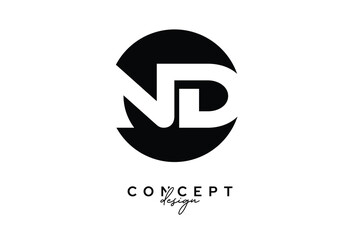 ND Creative Negative Space Circle Monogram Logo Design